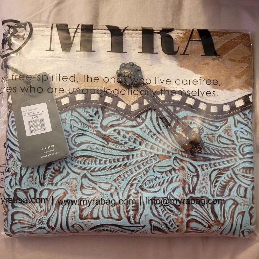 Myra Bag Blue and Brown Crossbody Bag